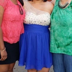 Short knee length royal blue dress